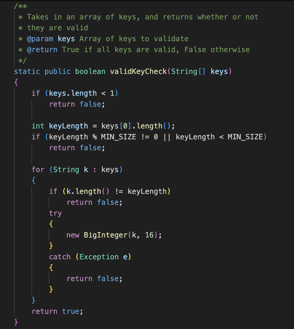 Implementation of EEA key validation in Java