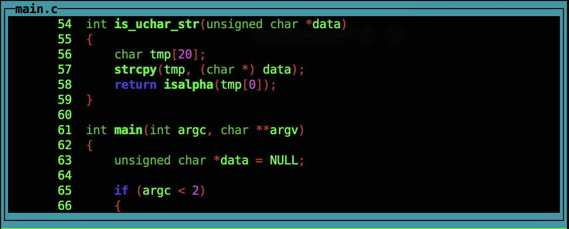 GDB output from running layout src showing vulnerable function