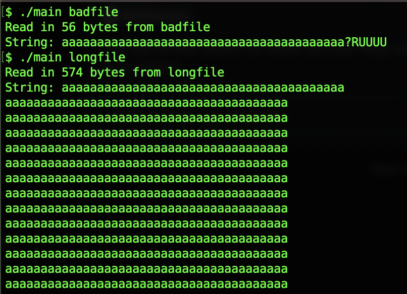 program executing as expected after removing the buffer overflow