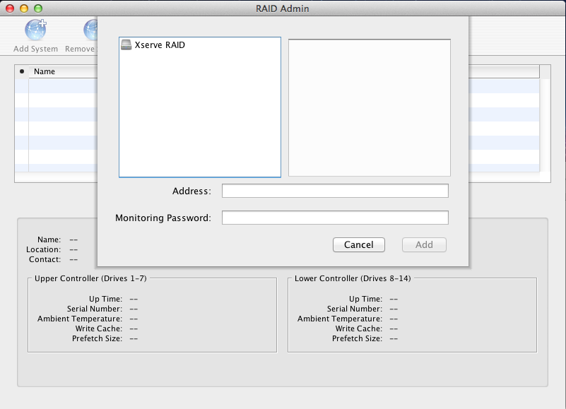 Xserve RAID being automatically detected in RAID Admin